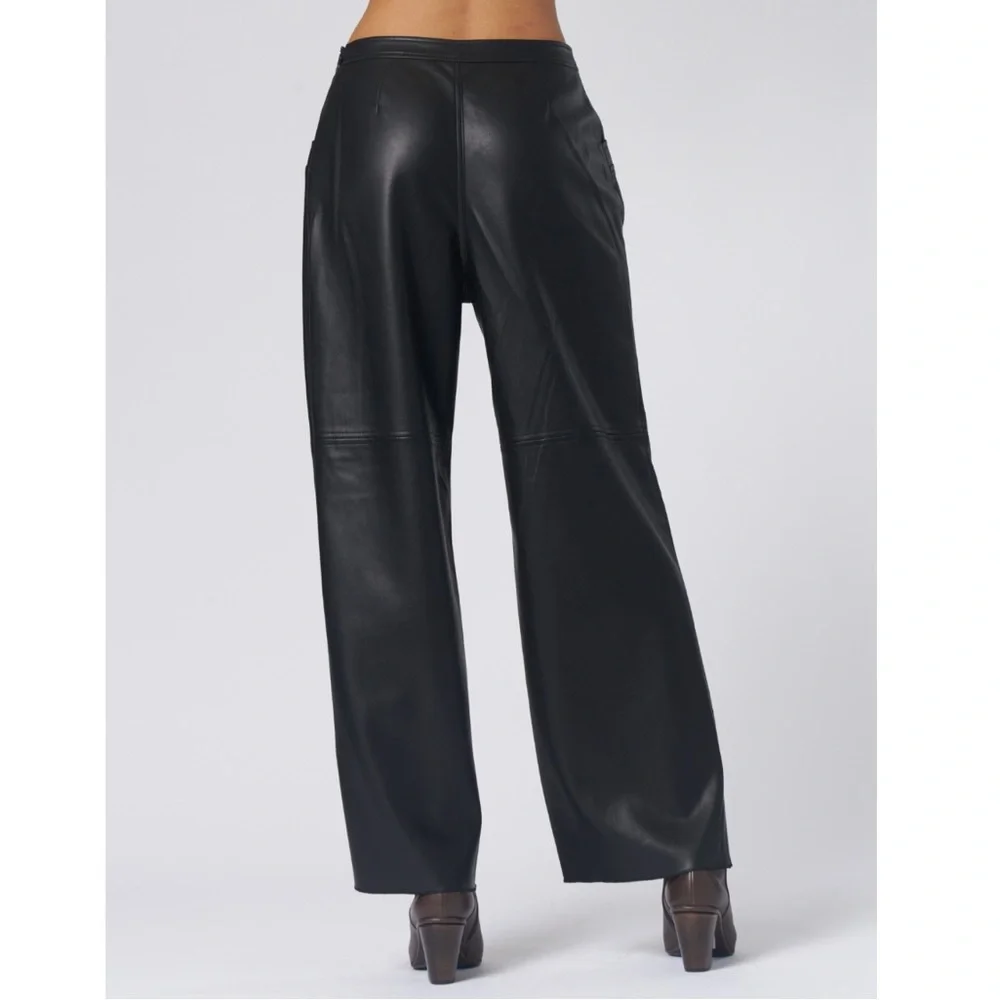 NWT $376  Sz M Raquel Allegra Black Faux Vegan Leather Lynn Pants